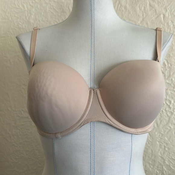 Victoria’s Secret Pink Wear Everywhere Strapless Push Up Bra 36D Nude Beige - Picture 2 of 11